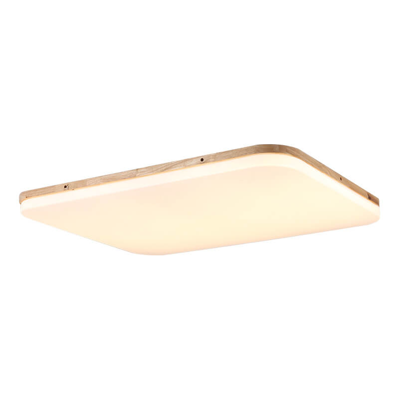 Nordic Simplicity Solid Wood Rectangular PVC LED Flush Mount Ceiling Light