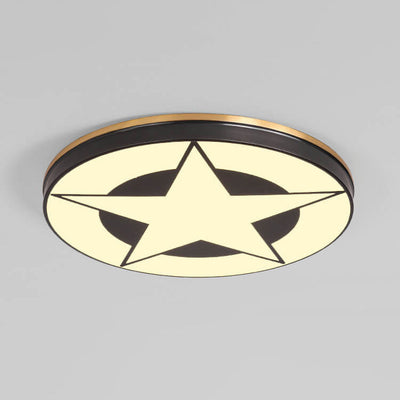 Simple Acrylic Pentagram Pattern Design All Copper LED Flush Mount Light