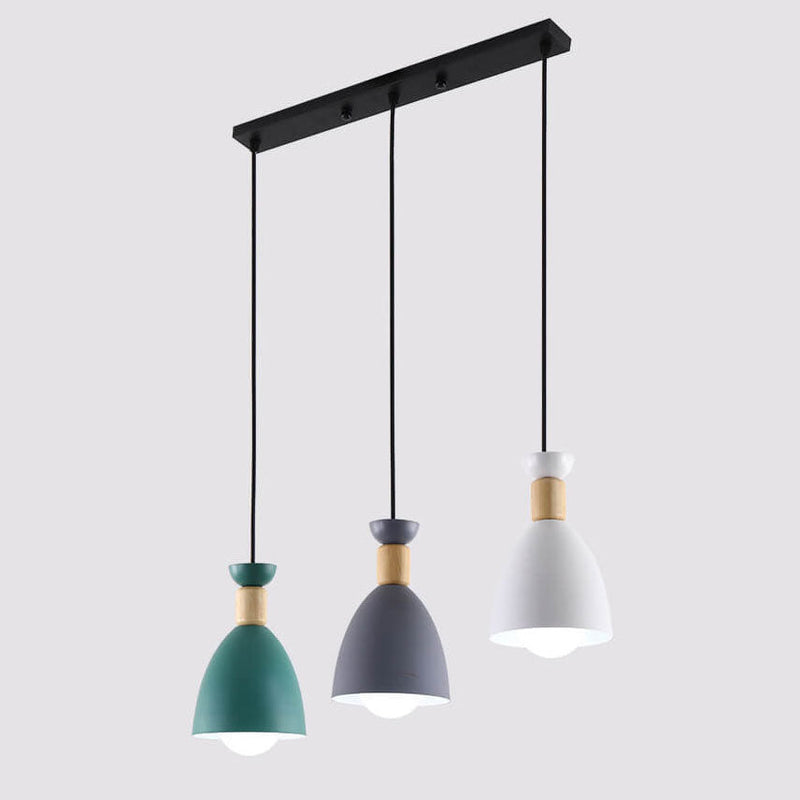 Nordic Simple Macaron Cone 3-Light Island Light Chandelier