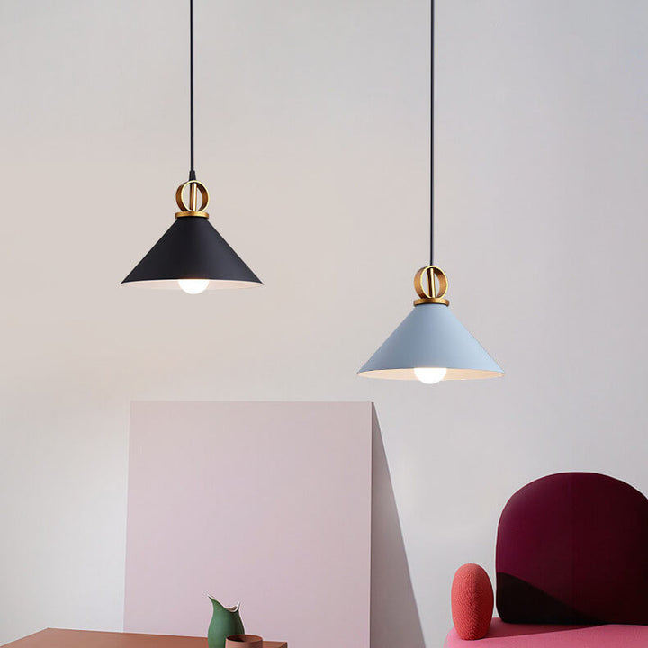 Suspension lumineuse en aluminium couleur macaron moderne à 1 lumière 