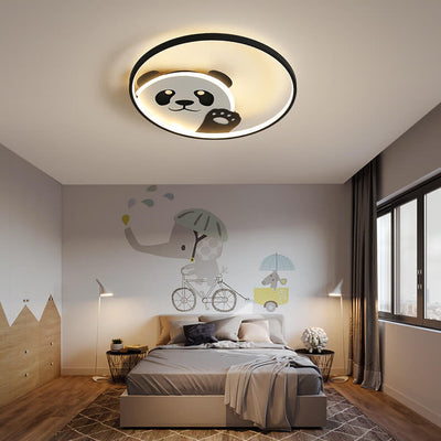 Cartoon Cute Panda Round LED Flush Mount Ceiling Light