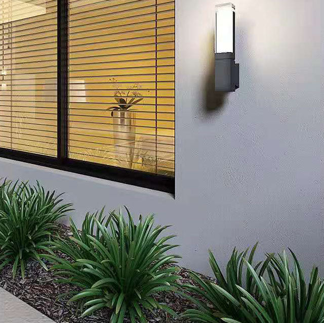Outdoor Modern Waterproof Rectangular Column LED Wall Sconce Lamp