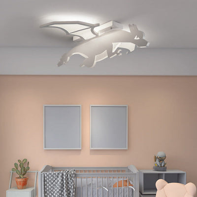 Childlike Cartoon Acrylic Fire-Breathing Dinosaur LED Flush Mount Ceiling Light