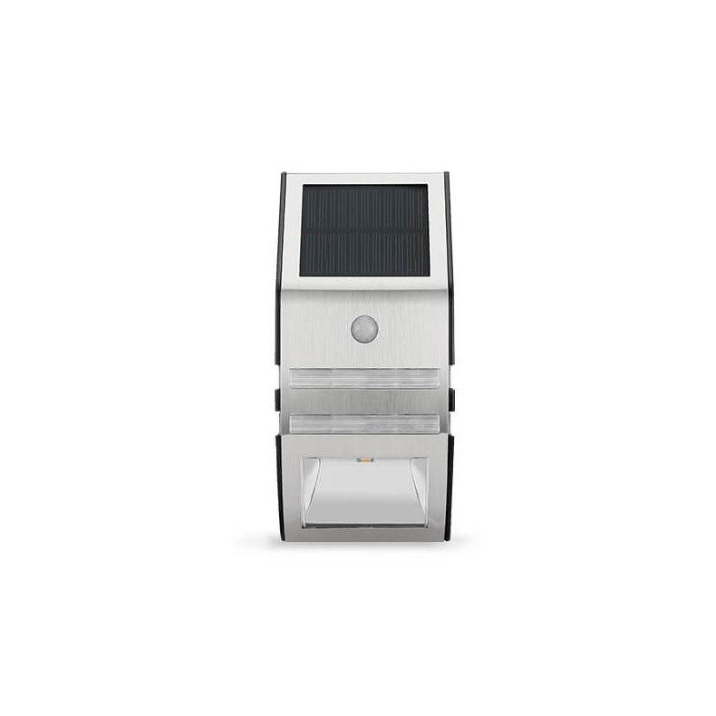 Lámpara de Aplique de Pared LED para Jardín con Sensor de Acero Inoxidable Trapezoidal Solar para Exteriores 