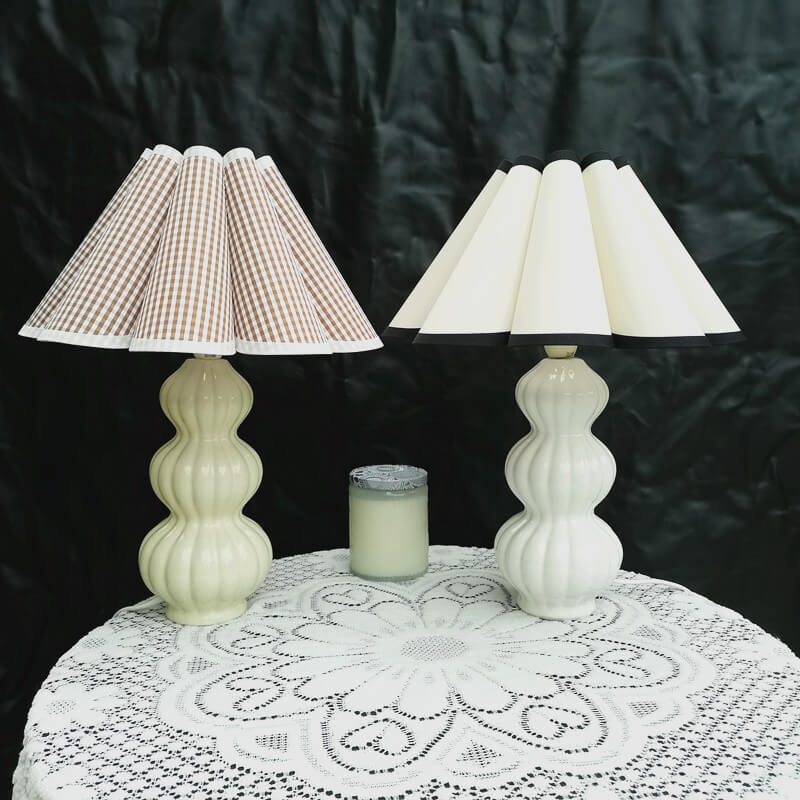 Lampe de Table 1 Lumière en Céramique Plissée Créative Traditionnelle Européenne 