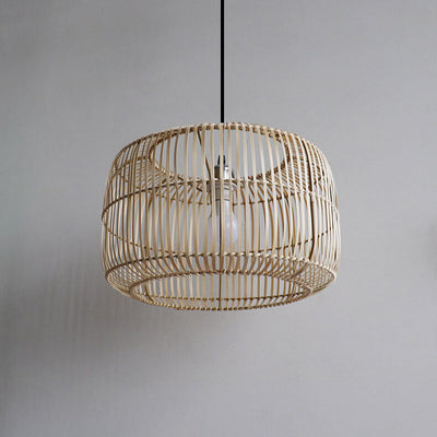 Chinese Minimalist Rustic Bamboo Art 1-Light Pendant Light