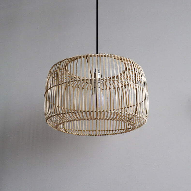 Chinese Minimalist Rustic Bamboo Art 1-Light Pendant Light