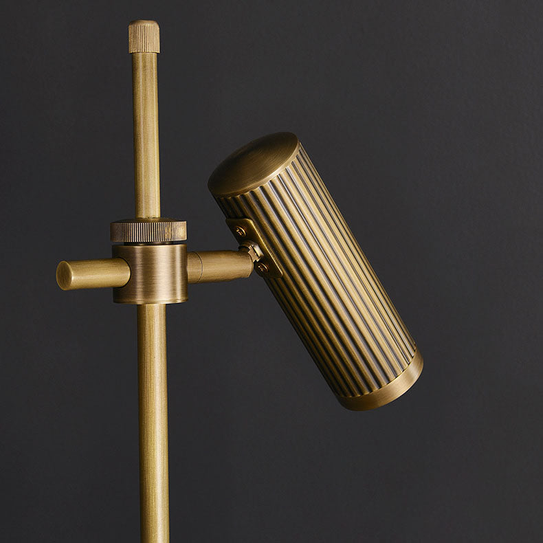 Lampe de table moderne de luxe en laiton doré avec abat-jour cylindrique réglable à 1 lumière pour le bureau et la maison 