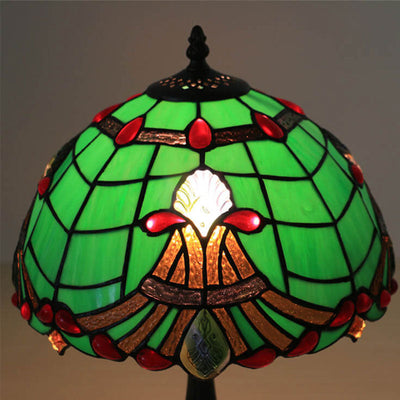 Tiffany Curved Lucite Beads Stained Glass 1-Light Table Lamp