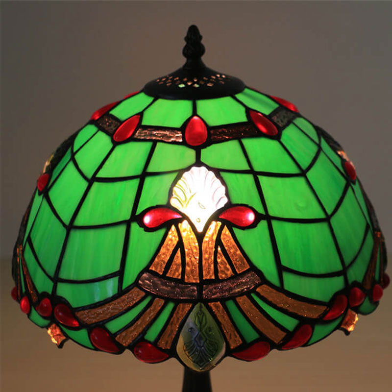 Tiffany Curved Lucite Beads Stained Glass 1-Light Table Lamp