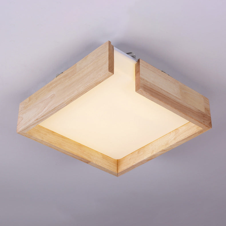 Plafonnier LED carré simple en bois moderne 