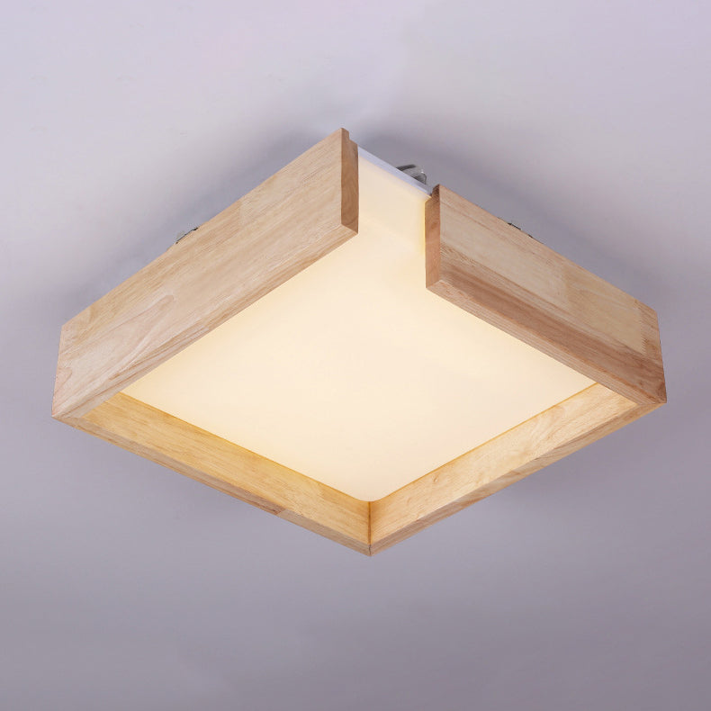 Modern Wooden Simple Square LED Flush Mount Light