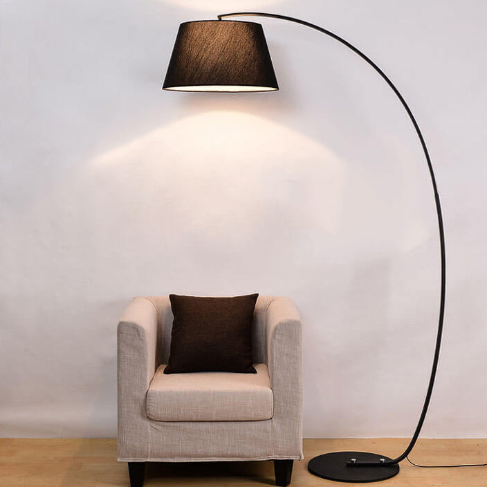 European Minimalist Solid Color Fishing Iron Fabric 1-Light Standing Floor Lamp