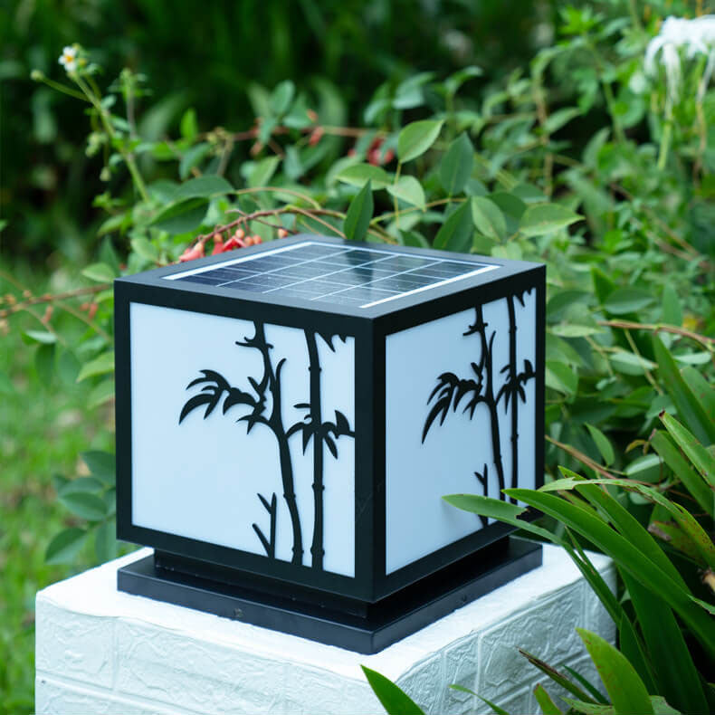 Traditionelle chinesische Solar-Quadrat-Edelstahl-Acryl-LED-Außenlandschaftsleuchte für den Außenbereich 