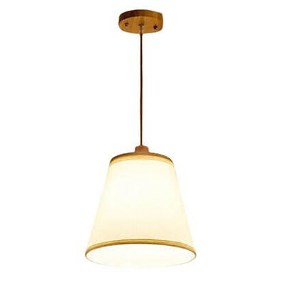 Nordic Minimalist Solid Wood Fabric Cone 1-Light Pendant Light