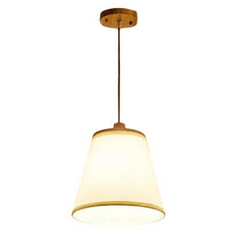 Nordic Minimalist Solid Wood Fabric Cone 1-Light Pendant Light