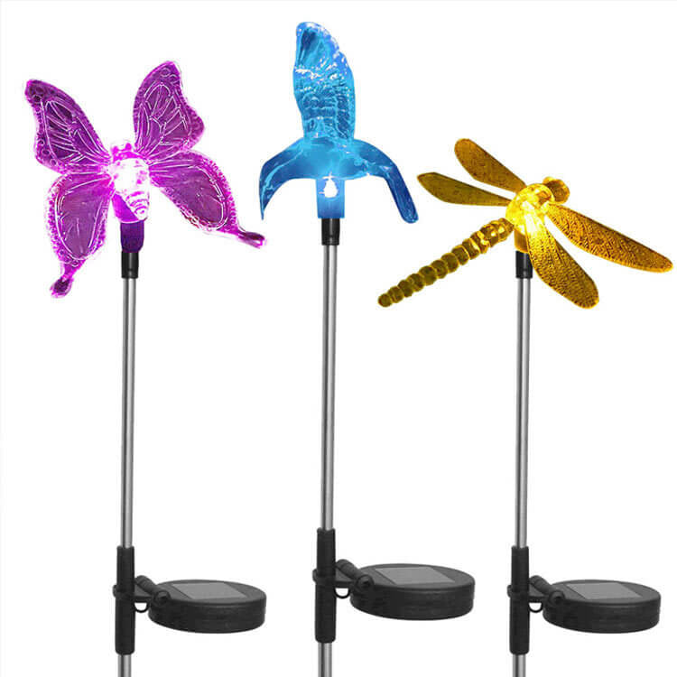 Solar Flower Butterfly Dragonfly Outdoor Courtyard LED Ground Insert Path Light