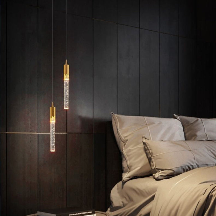 Contemporary Scandinavian Water Drops Iron Aluminum Crystal LED Chandelier For Bedroom