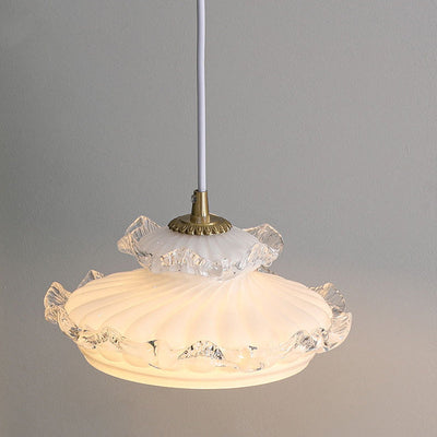 French Light Luxury Glass Petal Double Layer 1-Light Pendant Light