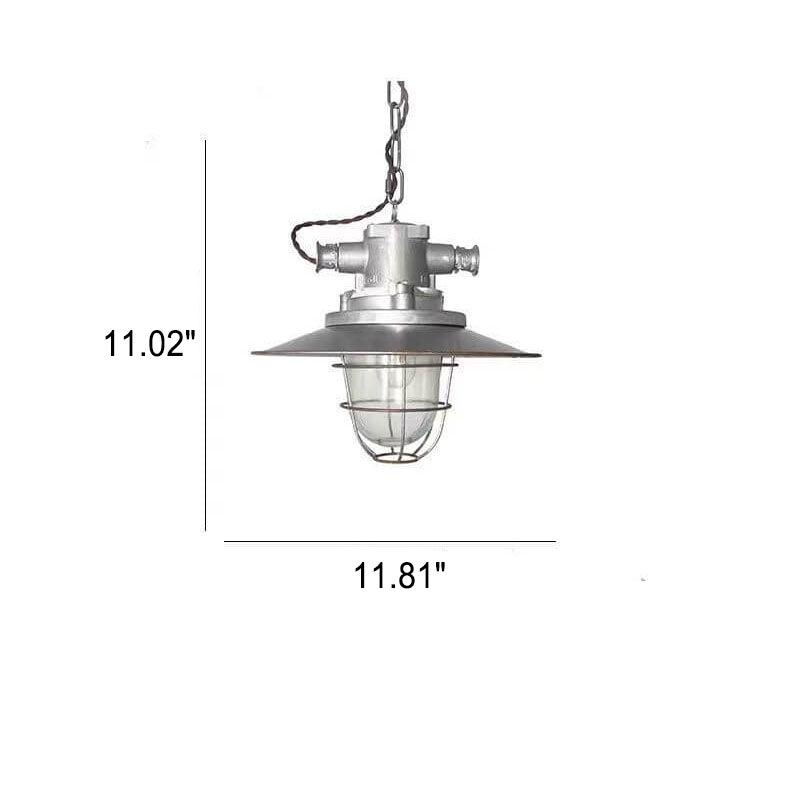 Vintage Industrial Aluminum Iron Glass Dome 1-Light Pendant Light