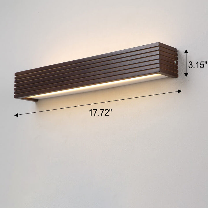 Moderne chinesische Walnuss Quadrat Bar Eitelkeit LED Wandleuchte 