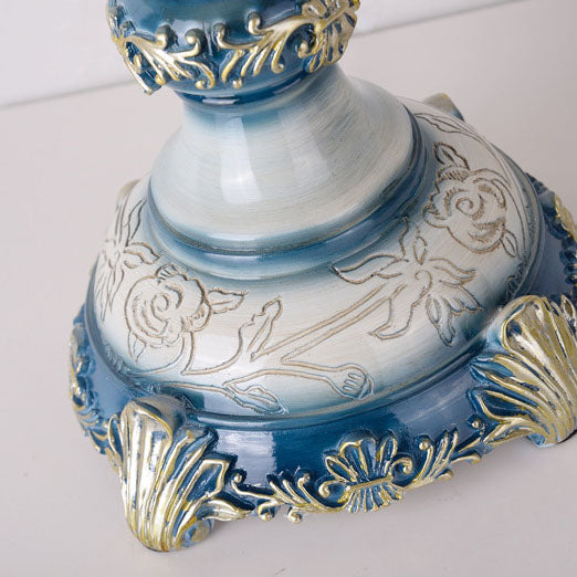 Lámpara de Mesa de 1 Luz de Resina con Flor de Lujo Retro de Europa 