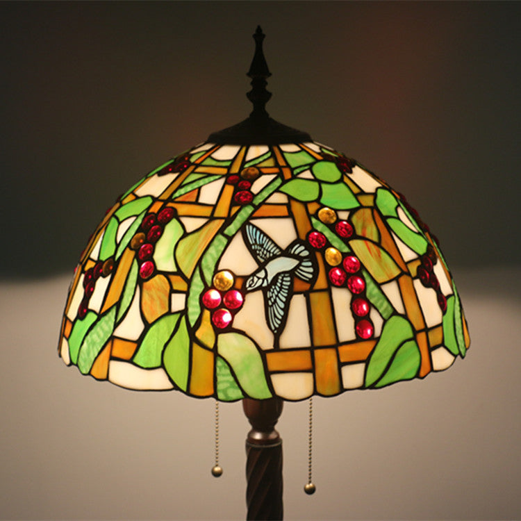 Europäische Tiffany-Elster-Blumen-Buntglas-Kuppel-Stehlampe mit 2 Leuchten 