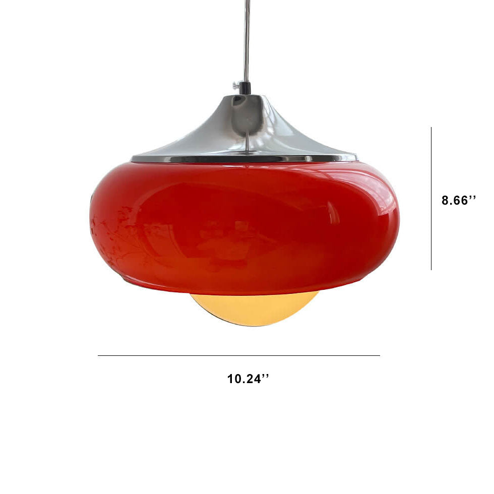 Vintage Red Glass Dome 1-Light Pendant Light