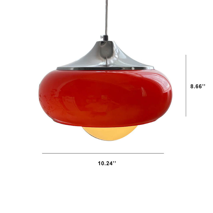 Vintage rote Glas-Kuppel 1-Licht Pendelleuchte 