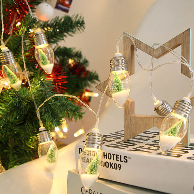LED Bouteille à Souhaits Ampoule Arbre de Noël Neige Boîte à Piles Guirlande Lumineuse Décorative 