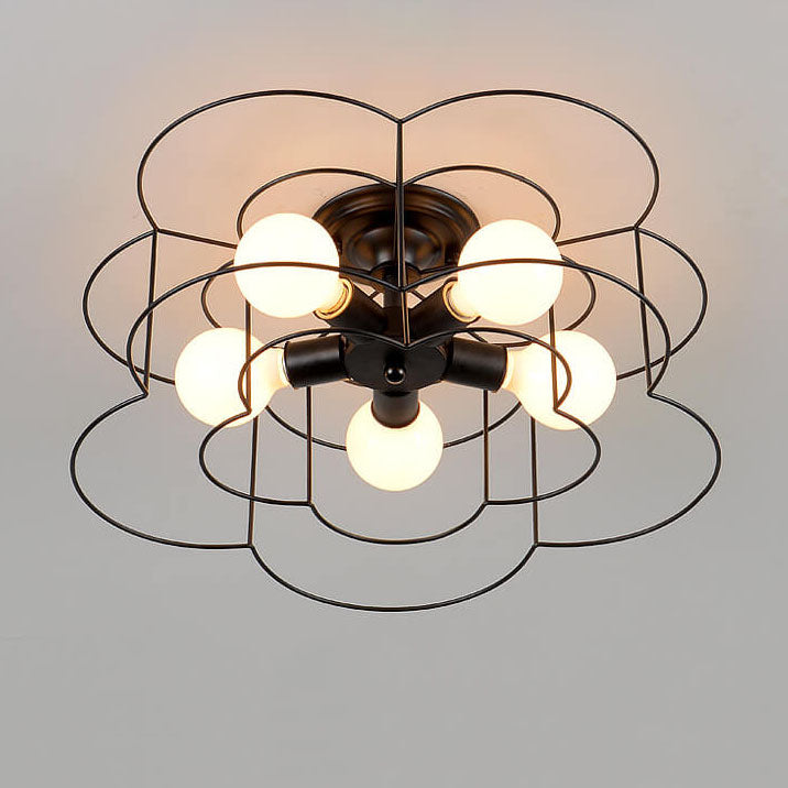 Nordic Creative Iron Petals 5-Light Semi-Flush Mount Ceiling Light