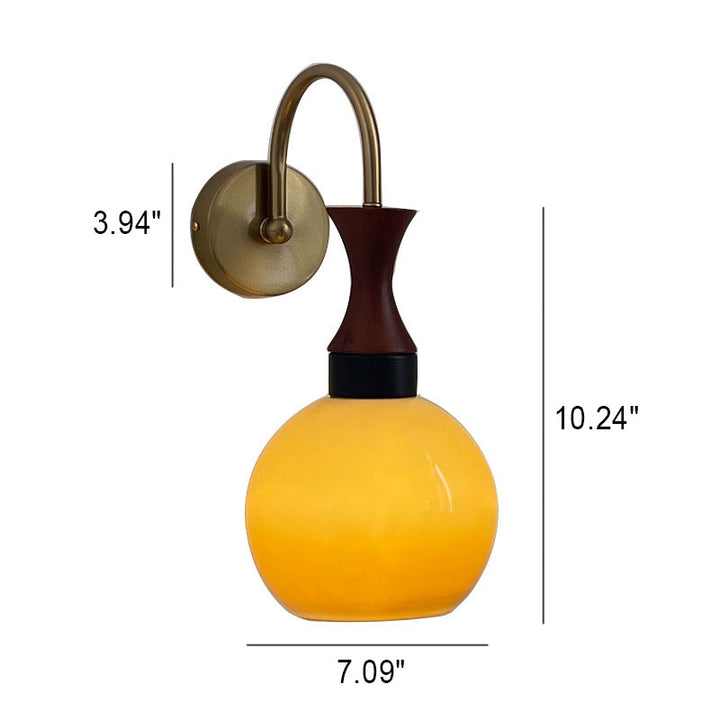 European Vintage Round Head Iron Glass 1-Light Wall Sconce Lamp