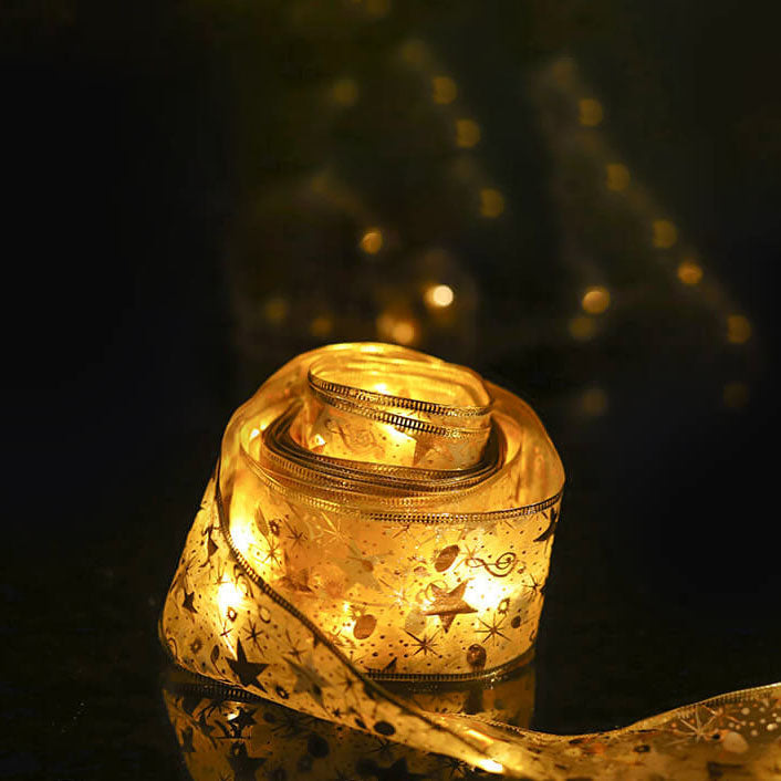 Lumières LED de Noël en fil de cuivre Rubans lumineux Nœud papillon Rubans lumineux Guirlande Accessoires Lumières décoratives 