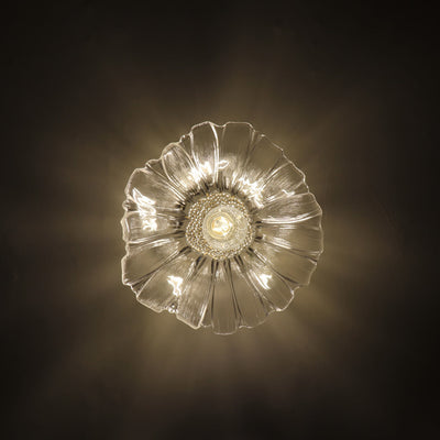 Modern Art Deco Lotus Leaf Glass Shade 1-Light Semi-Flush Mount Ceiling Light For Hallway