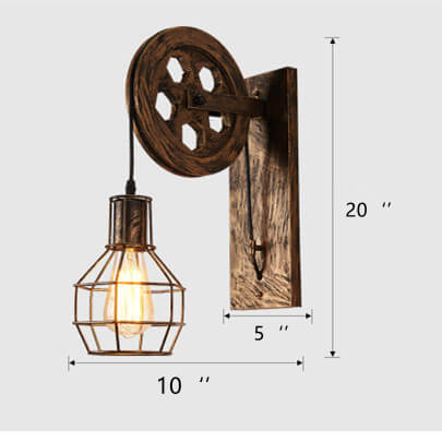 Cage Iron Lampshade 1-Light  Geometric Wheel Arm Sconce Lamp