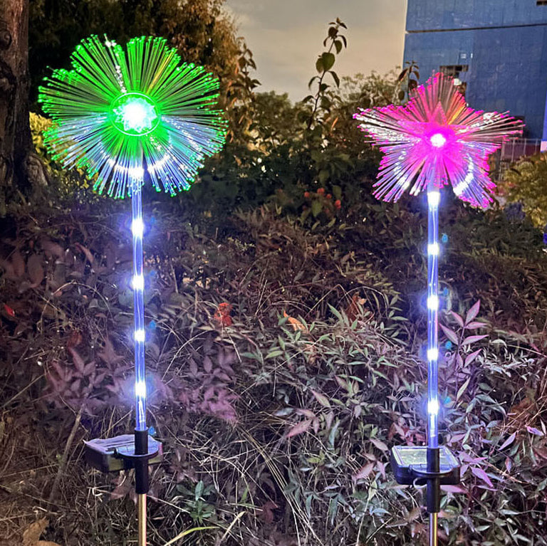 إضاءة المناظر الطبيعية للزهور في الحديقة بالطاقة الشمسية LED بألياف بصرية مضادة للماء على شكل فراشة ونجمة وقمر 