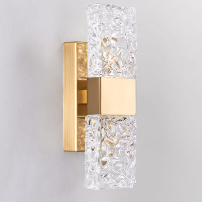 Moderne, quadratische, quadratische Ripple Crystal Gold LED-Wandleuchte