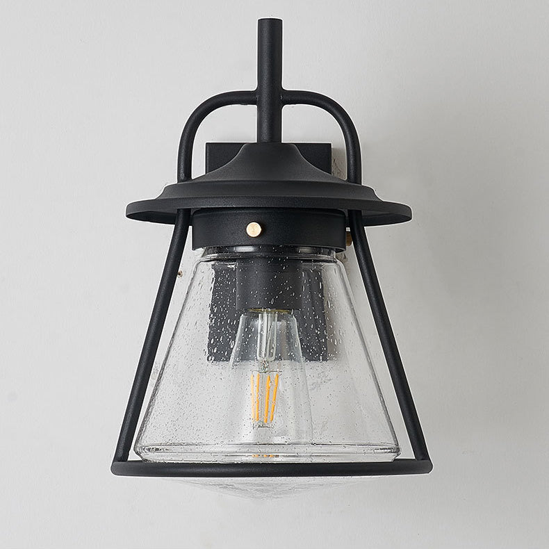 Waterproof Glass Cone Shade 1-Light Outdoor Wall Sconce Lamp