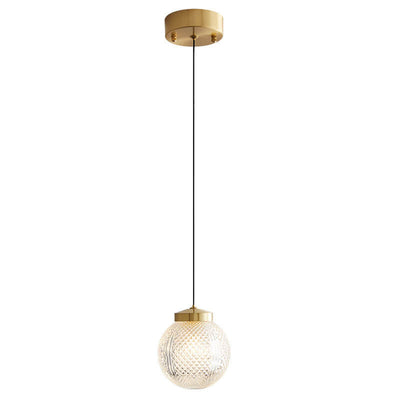 Modern Luxury Spherical Glass Brass 1-Light Pendant Light