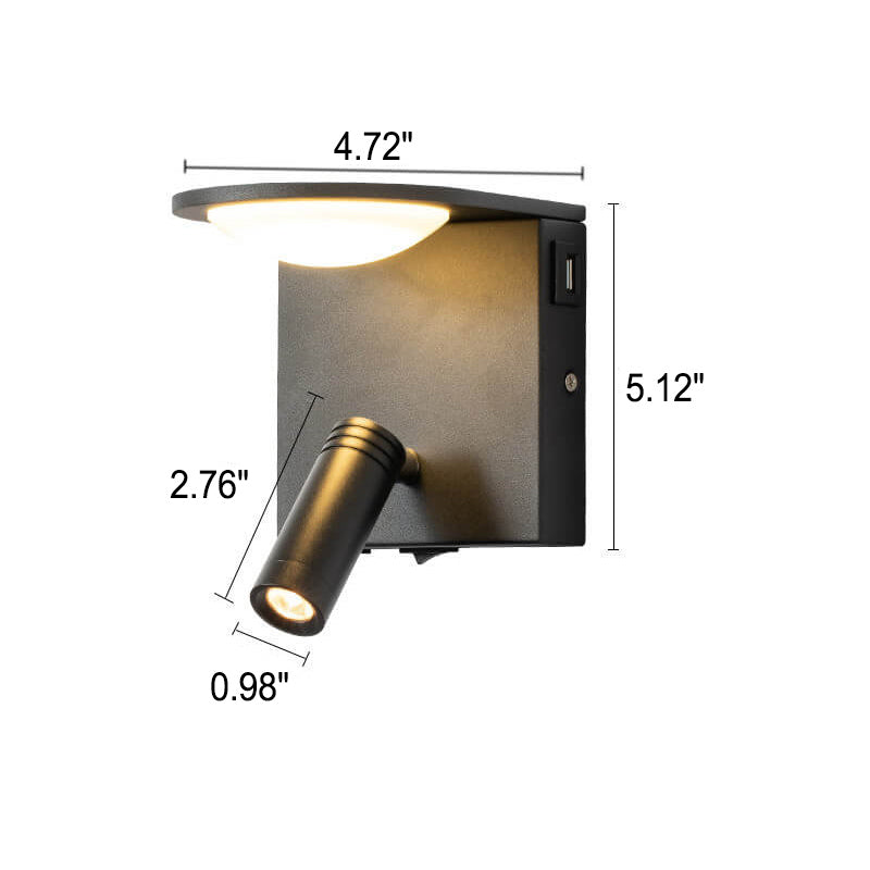 مصباح حائط LED دوار بسيط مربع حديث بمنفذ USB 