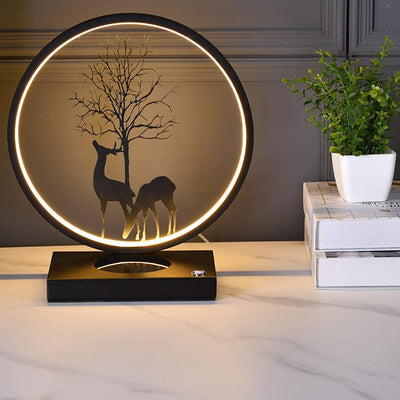 Decorative Tree & Deer's Mobile Phone Wireless Charging Touch Dimming LED Table Lamp