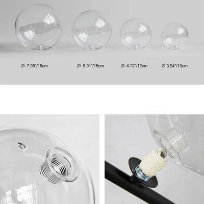 Nordic Modern Creative Round Bubble Ball Hardware Glass 5-Light Chandelier