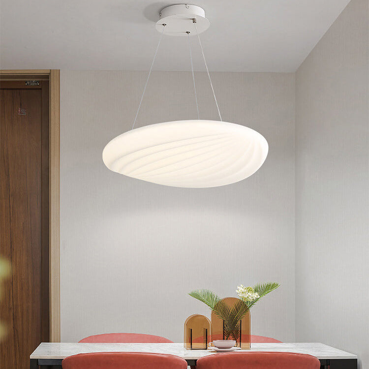 Moderne, minimalistische, milchweiße, gestreifte, runde LED-Deckenleuchte aus Acryl