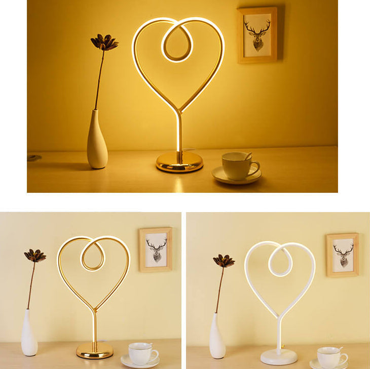 Modern Creative Heart Shape Aluminum Iron LED Table Lamp