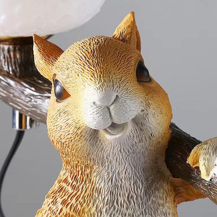 Contemporary Creative Resin Squirrel Moon Glass 1-Light Table Lamp For Bedroom