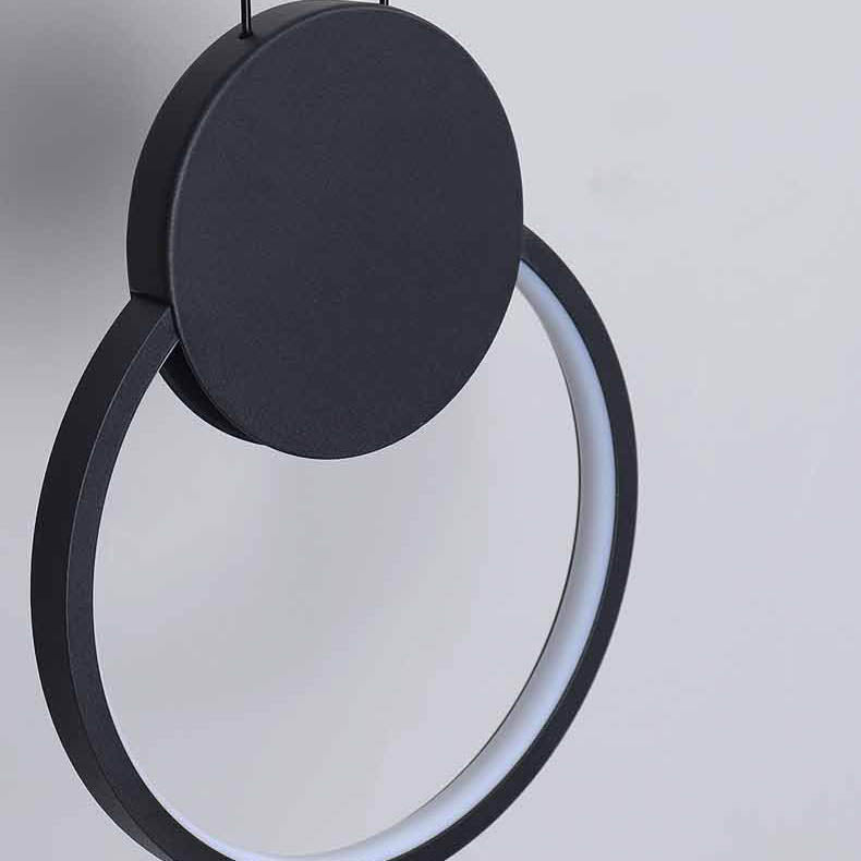 Modern Minimalist Iron Silicone Geometric Round Frame LED Pendant Light for Bedroom