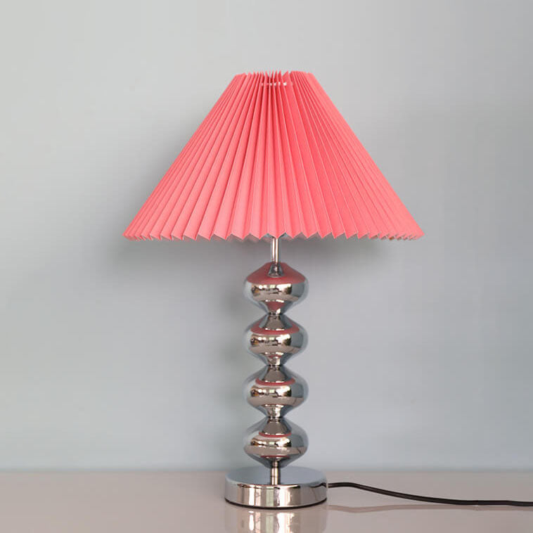 Contemporary Nordic Pleated Paper Shade Hardware Base 1-Light Table Lamp For Home Office