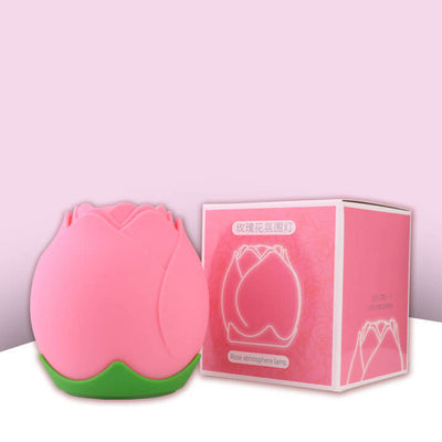 Luz de noche LED de mesa con lámpara de ambiente USB de silicona creativa en forma de rosa 