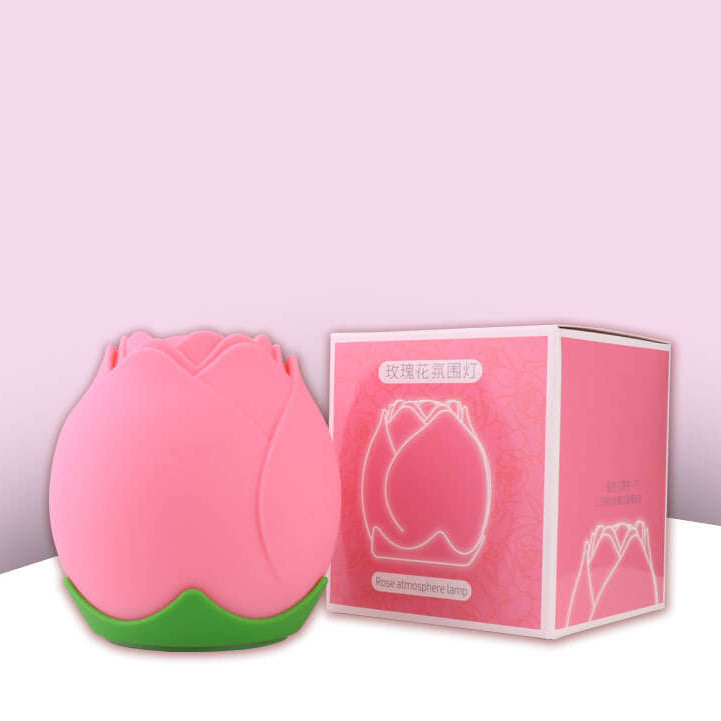 Luz de noche LED de mesa con lámpara de ambiente USB de silicona creativa en forma de rosa 