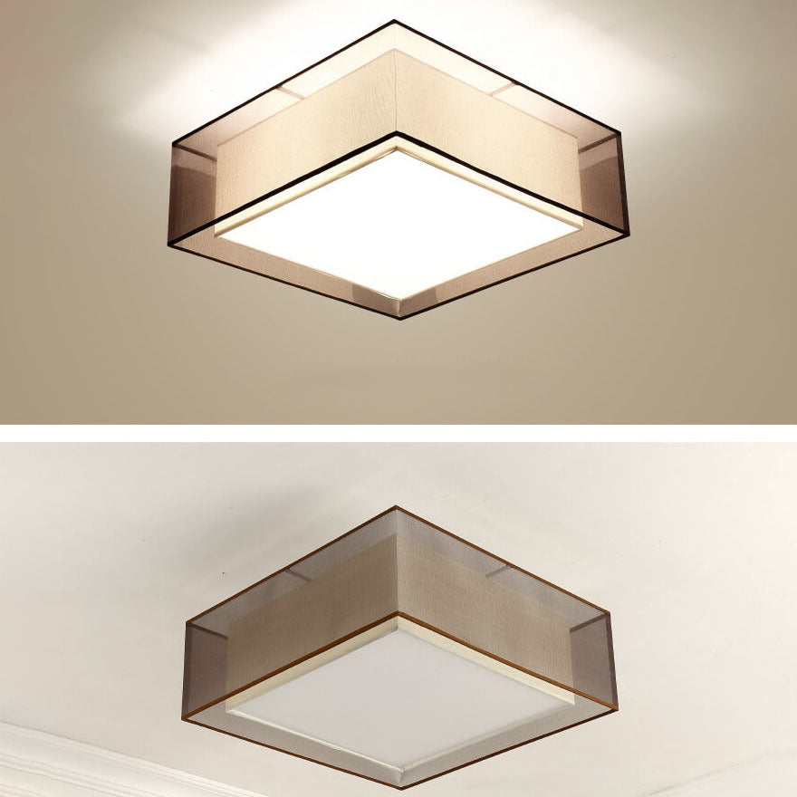 Luz de techo empotrada moderna china de tela redonda cuadrada de 3/5 luces 